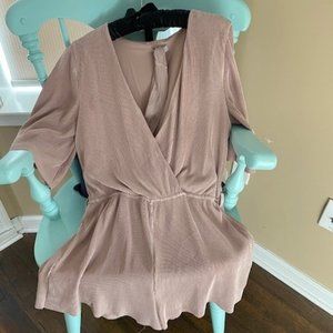 TOBI Romper, blush pink, surplice top (cross over front design).